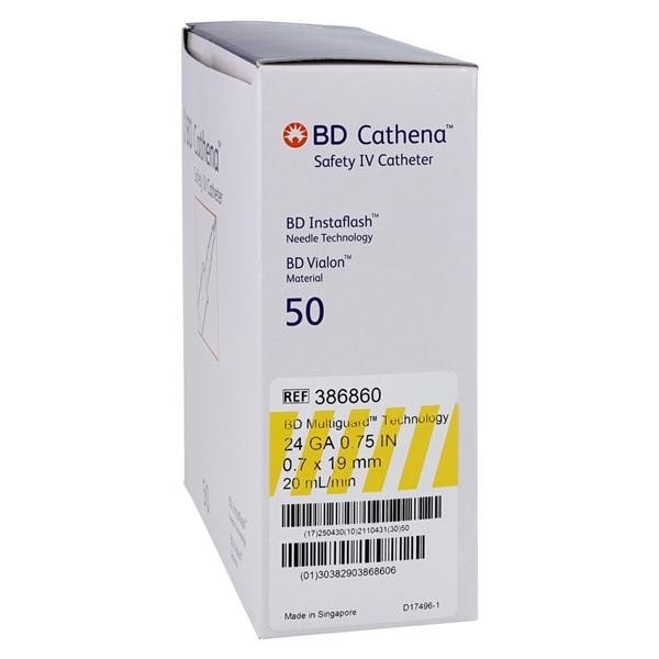 Cathena Catheter Access Device Shielded 24 Gauge .75" Yellow 50/Bx 4 BX/CA