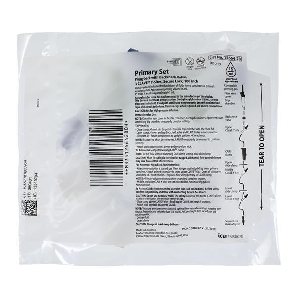 IV Administration Set 3 Y-Injection Sites 100" 15 Drops/mL 16mL 48/Ca