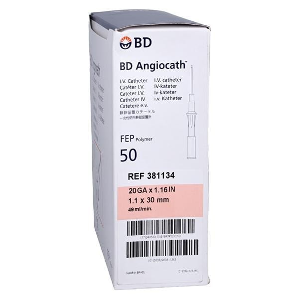 Angiocath Peripheral Venous Catheter 20 Gauge 1-3/20" Pink 50/Bx 4 BX/CA