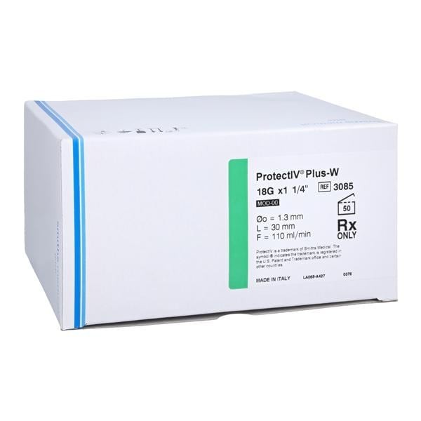 Jelco Protectiv Plus IV Catheter Safety 18 Gauge 1-1/4" Green Straight 50/Bx 4 BX/CA