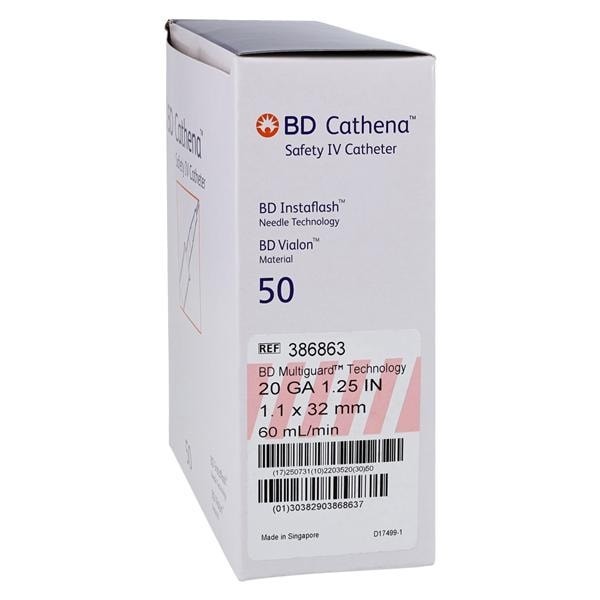 Cathena Catheter Access Device Shielded 20 Gauge 1.25" Pink 50/Bx 4 BX/CA