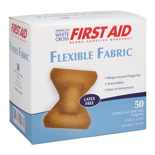 American White Cross Adhesive Strip Bandage Fabric 1-3/4x3" Tan Sterile 50/BX 12 BX/CA