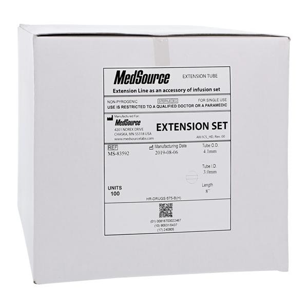 MedSource Clave Extension Set Needle-Free 8" Tubing Access Port Clv 100/Bx 6 BX/CA