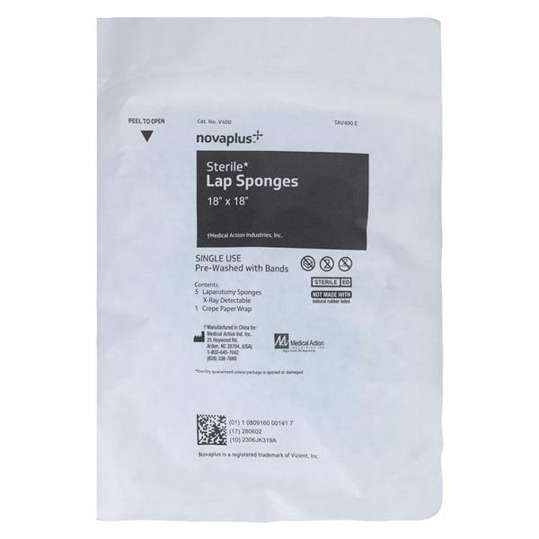 Pre-Washed Laparotomy Sponge 18x18" Sterile 40 PK/CA