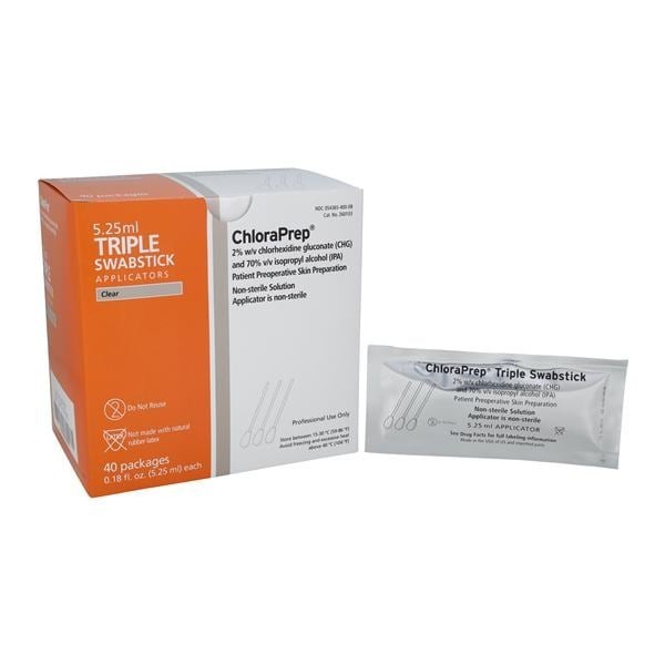 ChloraPrep Prep Swabstick CHG/Alc 3s 5.25mL 10 BX/CA