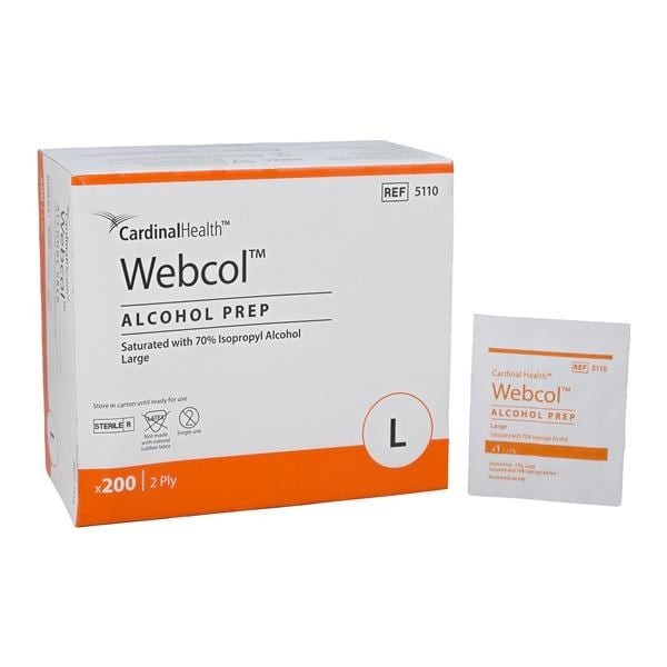 Webcol Prep Pad Alcohol Large 20 BX/CA