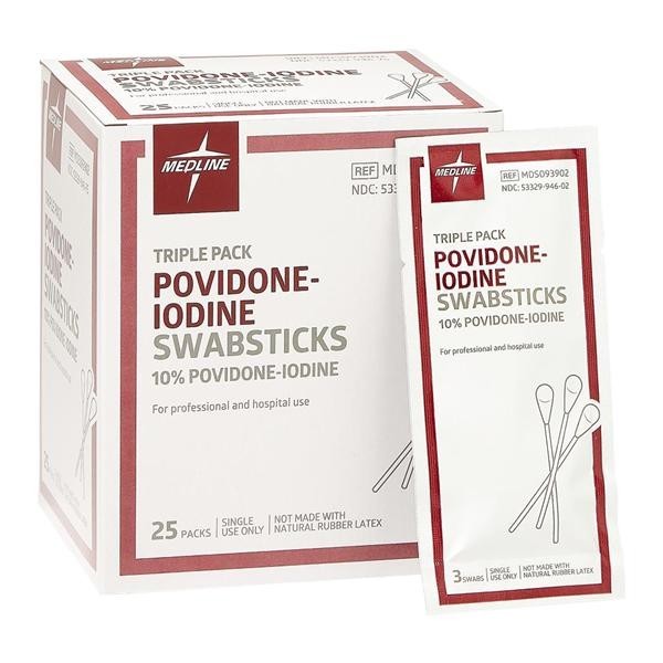 Surgical Prep Swabstick Povidone-Iodine 10% 3's 250 PK/CA