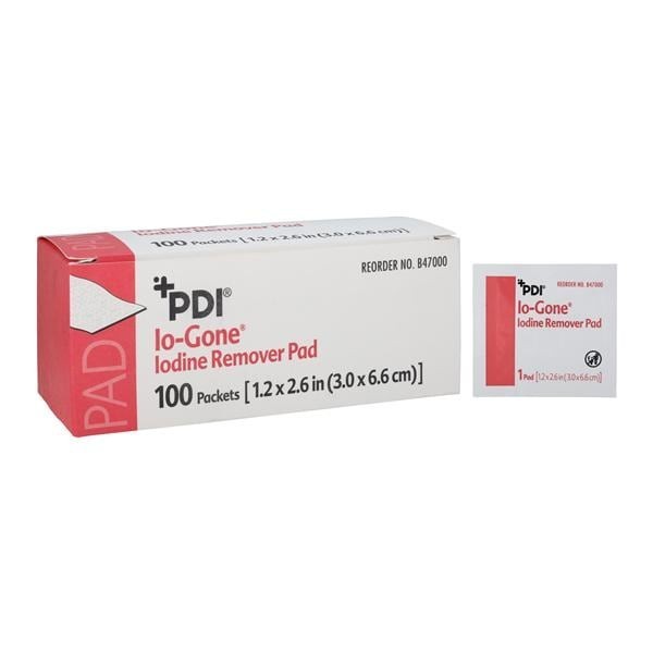 IO-Gone Iodine Remover Pad Alcohol/Sodium Thiosulfate 1-1/5x2-3/5" 10 BX/CA