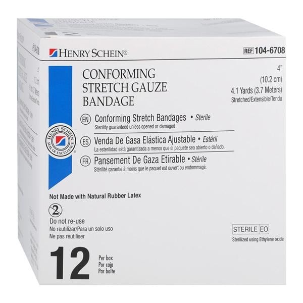 Conforming Bandage Gauze 4"x4.1yd Sterile 12/Bx 8 BX/CA