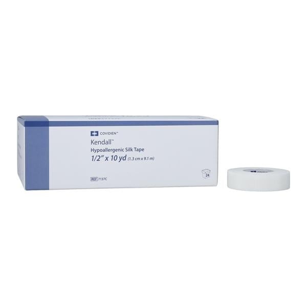 Kendall Medical Tape Silk Cloth .5"x10yd White Non-Sterile 24/Bx 10 BX/CA