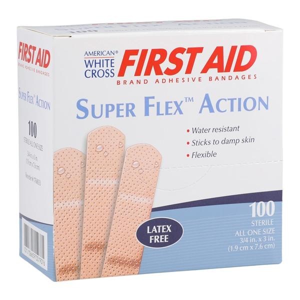 American White Cross Adhesive Bandage Fabric 3/4x3" Beige Sterile 100/Bx 12 BX/CA