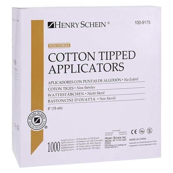 Cotton Tipped Applicator 6 in Wood Handle Non Sterile 1000/Bx 10 BX/CA