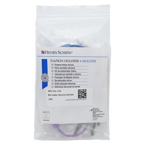 Bib Holder Assorted Silicone 5/Pk 60 PK/CA
