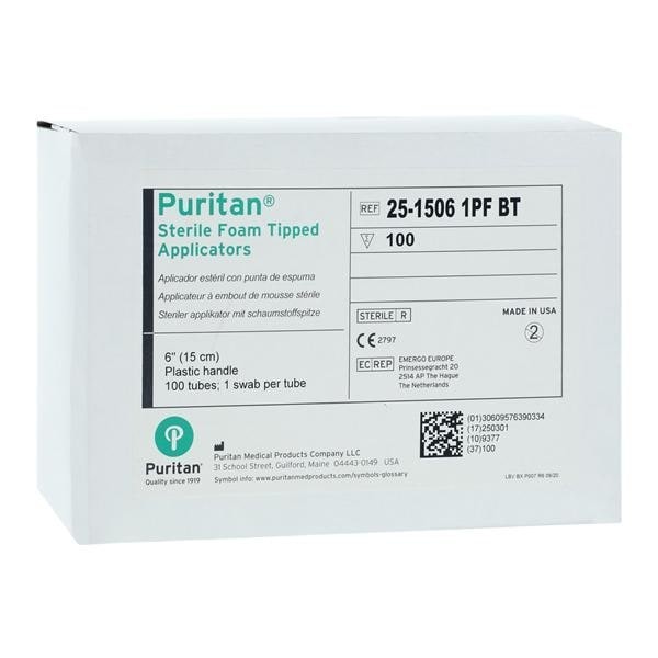 Puritan Swab Applicator 6" Polystyrene Handle Sterile 100/Bx 5 BX/CA