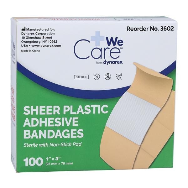 Strip Bandage Plastic 1x3" Sheer Sterile 100/Bx 24 BX/CA