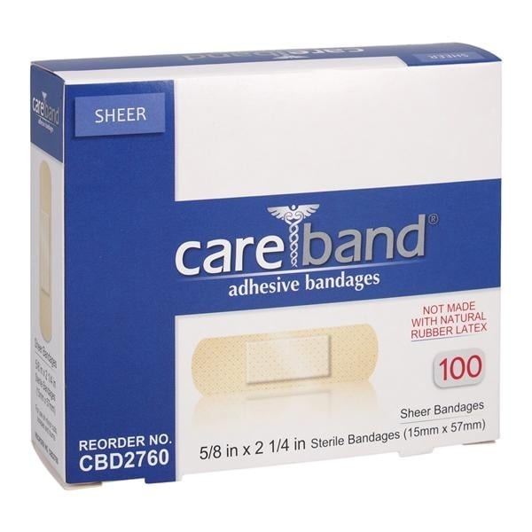 Careband Strip Bandage Fabric .63x2.25" Sheer/Flesh Sterile 100/Bx 24 BX/CA