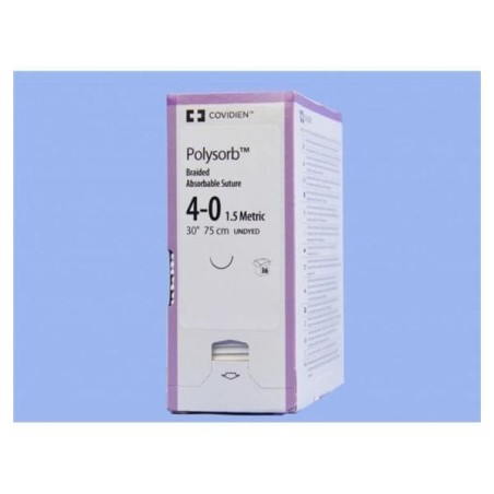 Polysorb Suture 4-0 30" Polyester Braid V-20 Undyed 36/Ca