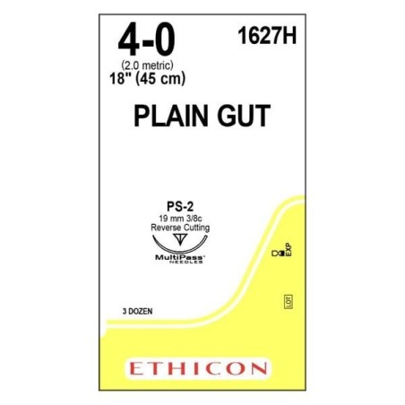 _ Suture 4-0 18" Plain Gut Monofilament PS-2 Yellowish Tan 36/Bx