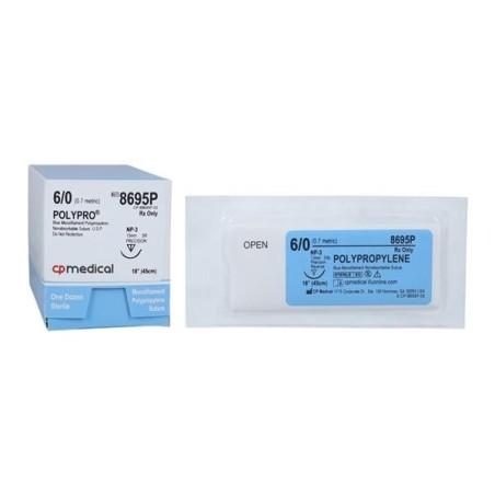 PolyPro Suture 6-0 18" Polypropylene Monofilament NP-3 Blue 12/Bx