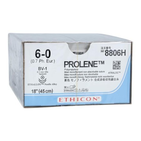 Prolene Suture 6-0 18" Polypropylene Monofilament BV-1/BV-1 Blue 36/Bx