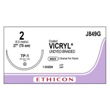 Vicryl Suture 2 2-27" Polyglactin 910 Braid TP-1 Undyed 12/Bx