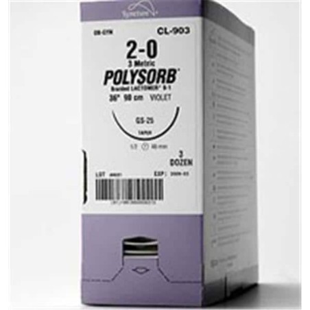 Polysorb Suture 4-0 18" Polyester Braid Undyed 24/Ca