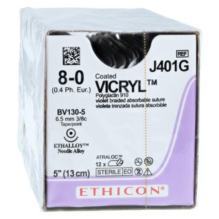 Vicryl Suture 8-0 5" Polyglactin 910 Braid BV130-5 Violet 12/Bx
