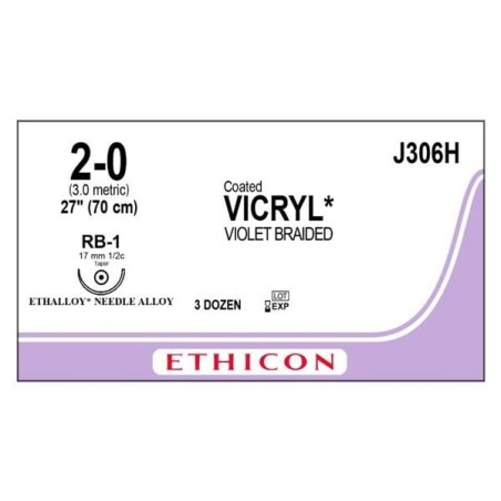 Vicryl Suture 2-0 27" Polyglactin 910 Braid RB-1 Violet 36/Bx