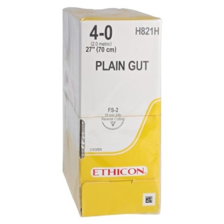 _ Suture 4-0 27" Plain Gut Monofilament FS-2 Yellowish Tan 36/Bx