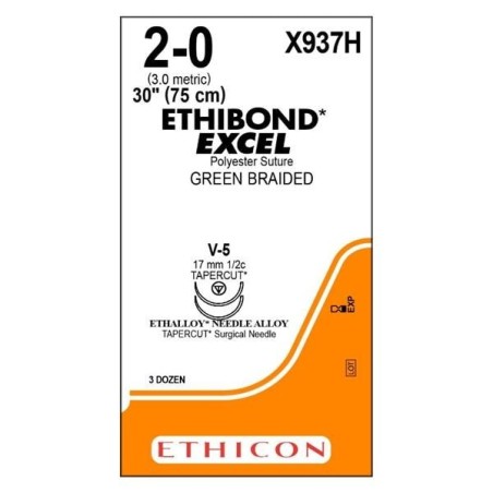 Ethibond Excel Suture 2-0 30" Polyester Braid V-5 Green 36/Bx
