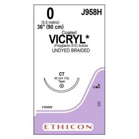 Vicryl Suture 0 36" Polyglactin 910 Braid CT Undyed 36/Bx