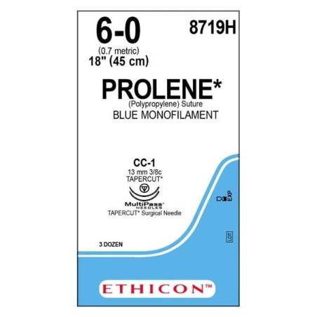Prolene Suture 6-0 18" Polypropylene Monofilament CC-1/CC-1 Blue 36/Bx