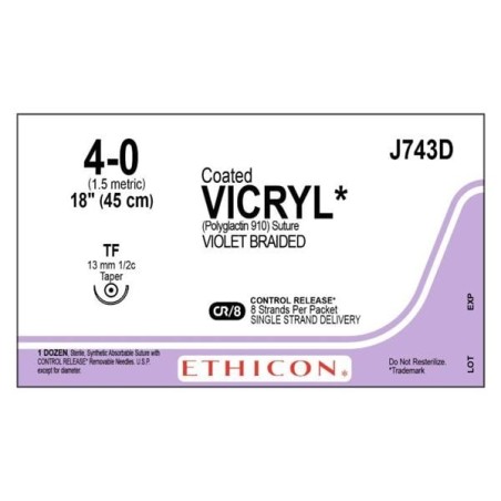 Vicryl Suture 4-0 18" Polyglactin 910 Braid TF Violet 12/Bx