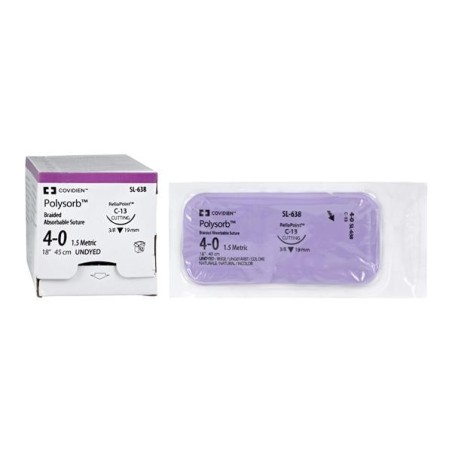Polysorb Suture 4-0 18" Polyester Braid C-13 Undyed 12/Ca
