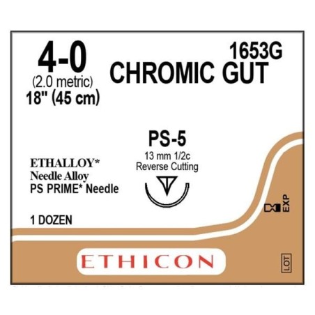 _ Suture 4-0 18" Chromic Gut Monofilament PS-5 Brown 12/Bx