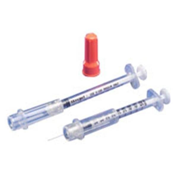 Monoject Insulin Syringe/Needle 30gx5/16" 0.5cc Orange Safety Shield LDS 500/Ca