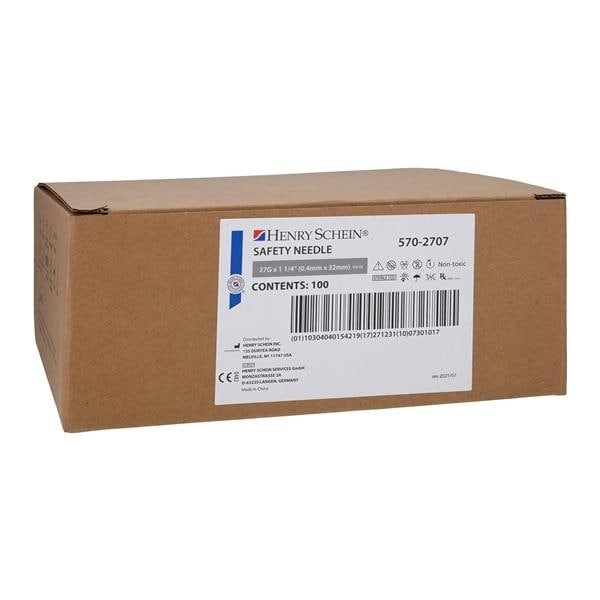 Safety Needle 27gx1-1/4" Gray Safety Shield 100/Bx 8 BX/CA