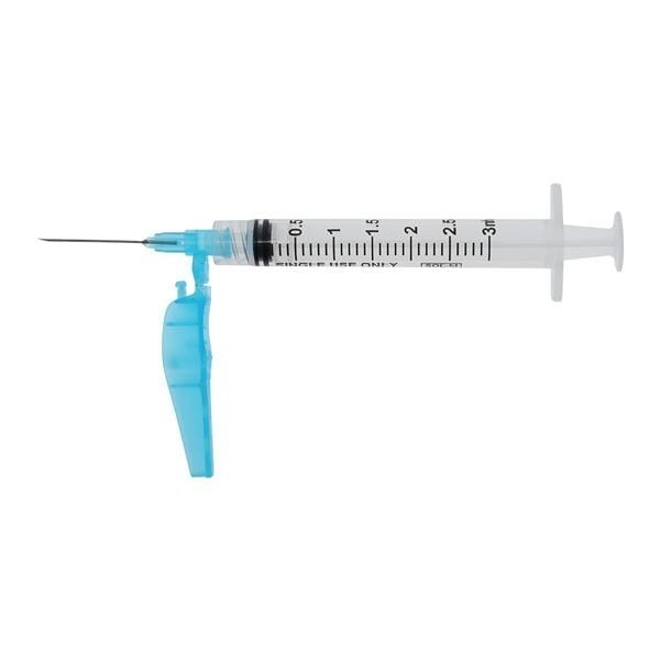 Sol-Care Safety Needle/ Syringe 23gx1" 3mL Luer Lock Safety Shield LDS 50/Bx 6 BX/CA