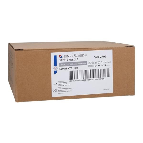 Safety Needle 27gx1-1/2" Gray Safety Shield 100/Bx 8 BX/CA