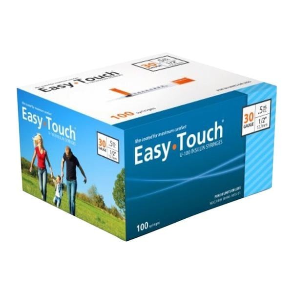 EasyTouch Insulin Syringe/Needle 30gx1/2" 0.5cc Conventional No Dead Spc 100/Bx 5 BX/CA