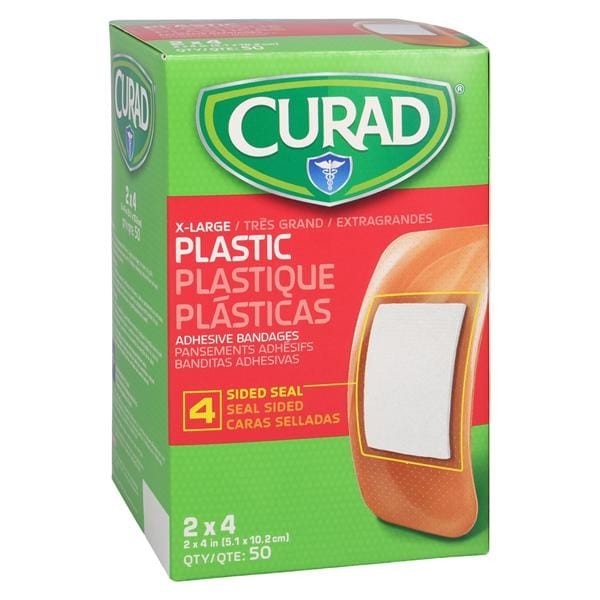 Curad Strip Bandage Plastic 2x4" Flesh Sterile 50/Bx 12 BX/CA
