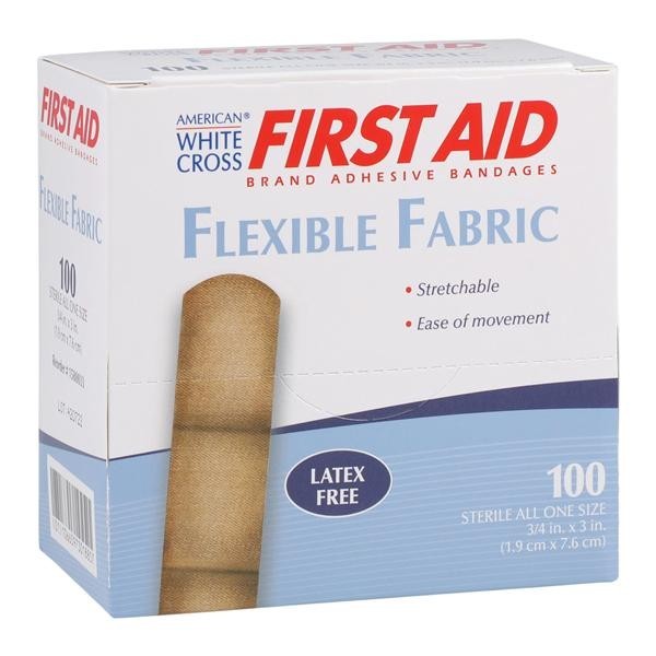 American White Cross Adhesive Bandage Fabric 3/4x3" Tan Sterile 100/Bx 12 BX/CA